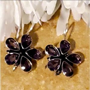 💜 AMEYTHST EARRINGS  - Helps to relieve stress and anxiety. Drop 1.5”